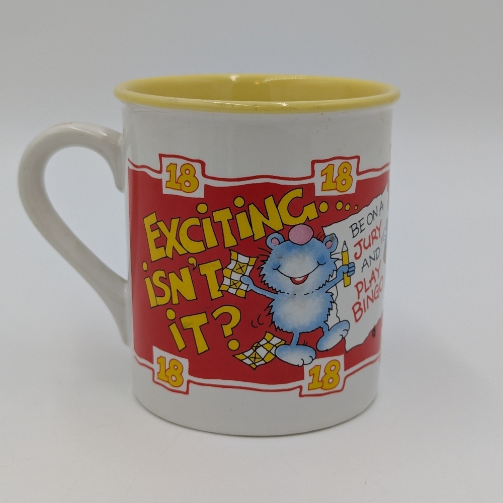 Vintage 90s 18th Birthday Celebration Mouse Coffee Tea Mug Beige Yellow Ceramic - Picture 10 of 11